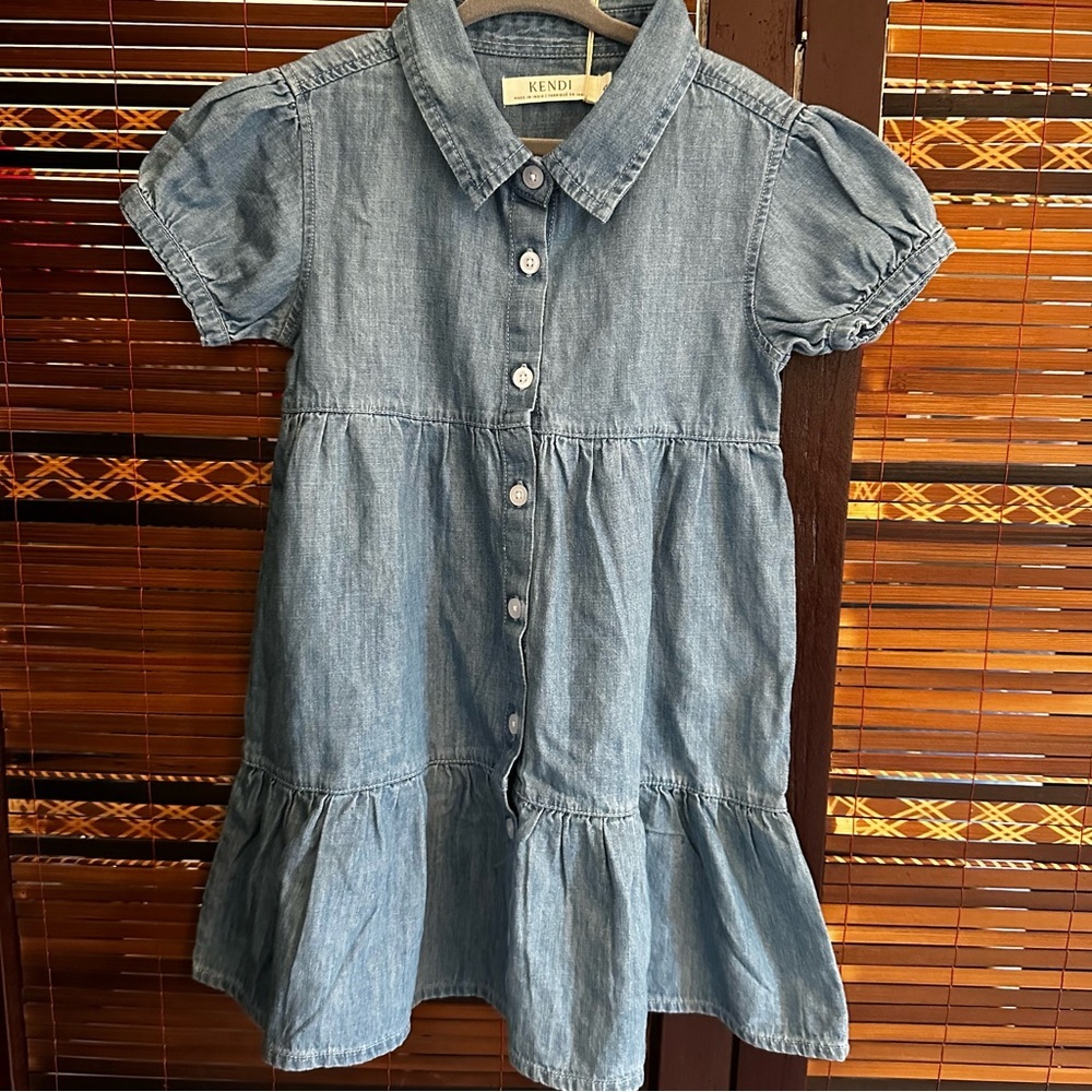 NWT KENDI Pippa Chambray Short Sleeve Shirt Dress 4T